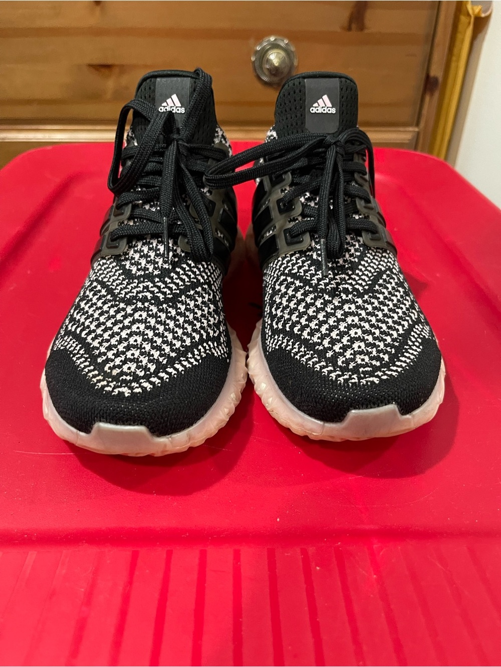 Adidas Black & White Knit Running Sneakers